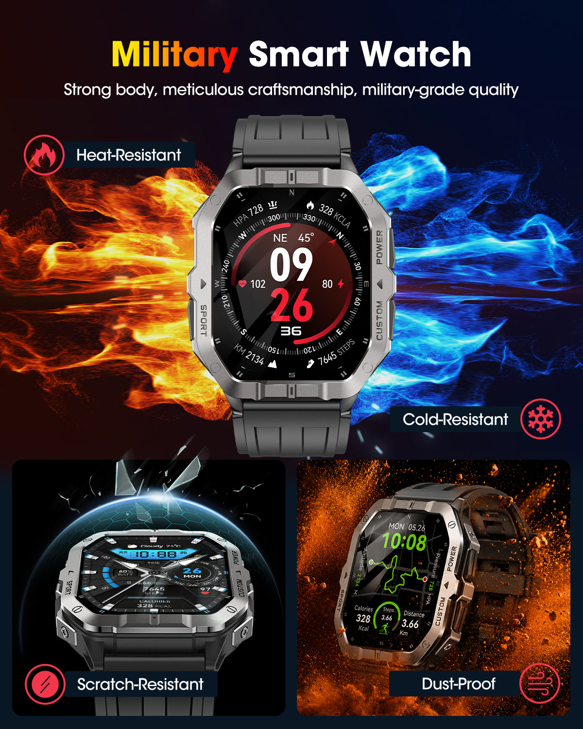 AK98 Women's Smartwatch, Elegant Round
