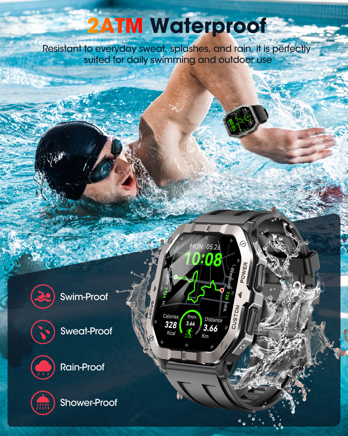AK98 Women's Smartwatch, Elegant Round